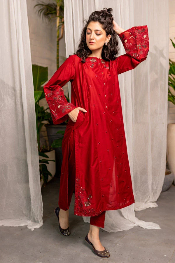 Afeefa 2 Piece Stitched Embroidered Dress - Image 8