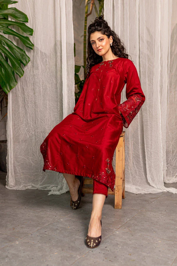 Afeefa 2 Piece Stitched Embroidered Dress - Image 5
