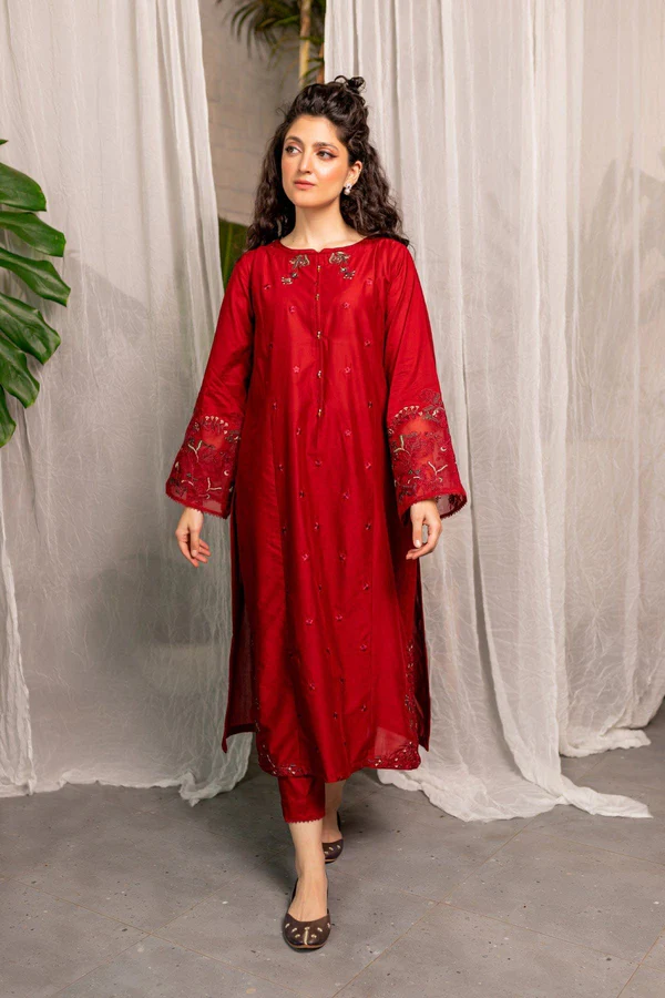 Afeefa 2 Piece Stitched Embroidered Dress