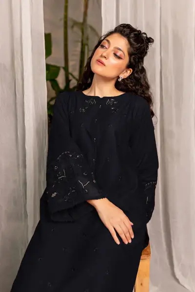 Afeefa – 2 Piece Black Elegant Embroidered Suit - Image 6
