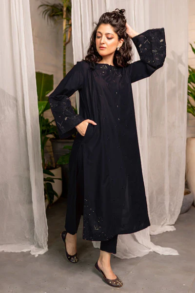 Afeefa – 2 Piece Black Elegant Embroidered Suit - Image 10