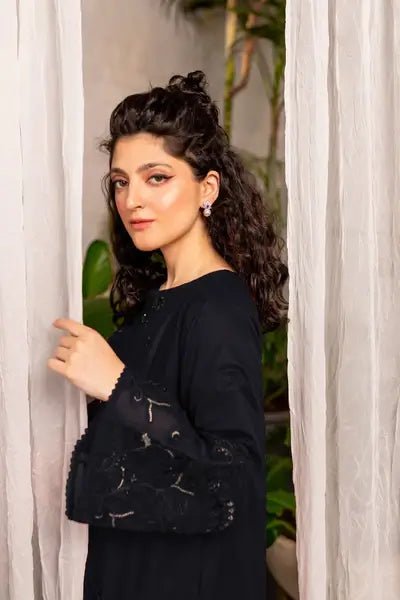 Afeefa – 2 Piece Black Elegant Embroidered Suit