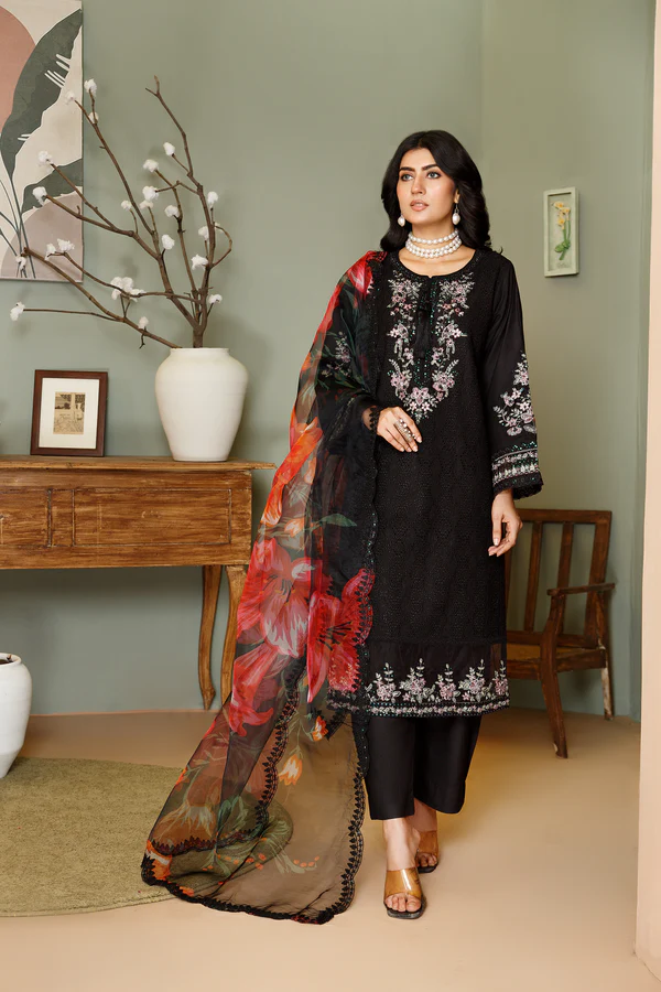 Chicken Kari 3Pc Embroidered Luxury Peach Outfit - Image 2