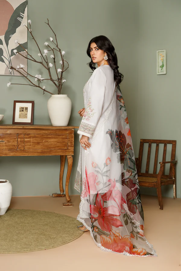 Chicken Kari 3Pc Embroidered Luxury Peach Outfit - Image 5