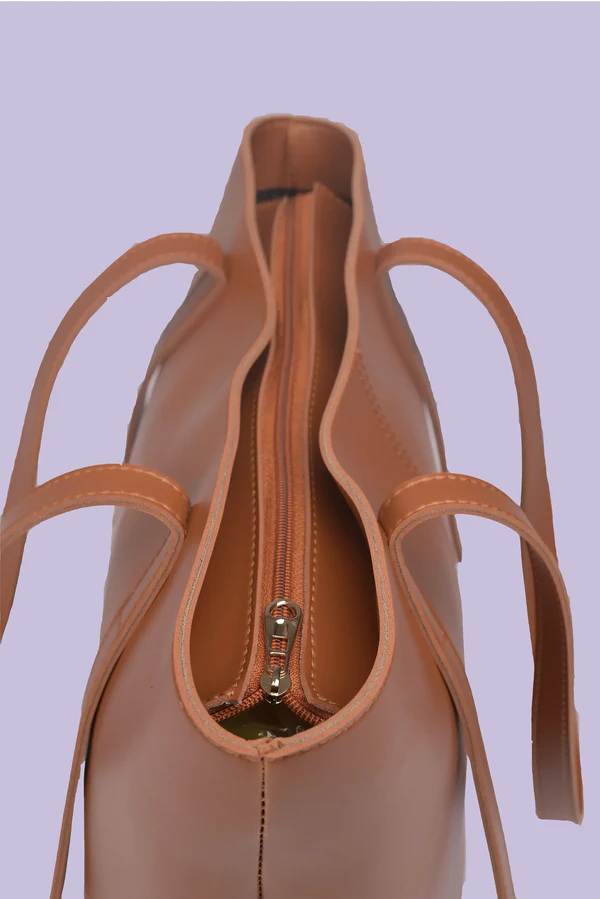 Classic Kalra Brown Leather Tote Bag - Image 4