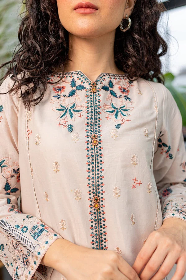 Crystal White – 2 Piece Stitched Embroidered Lawn Suit - Image 5