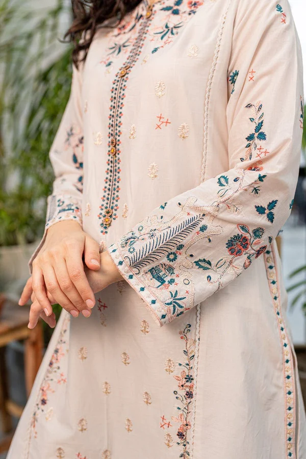 Crystal White – 2 Piece Stitched Embroidered Lawn Suit - Image 4