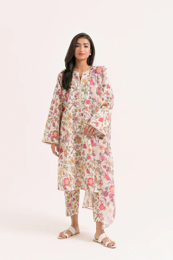 Ivory Pearl – 3 Piece Stitched Printed Suit