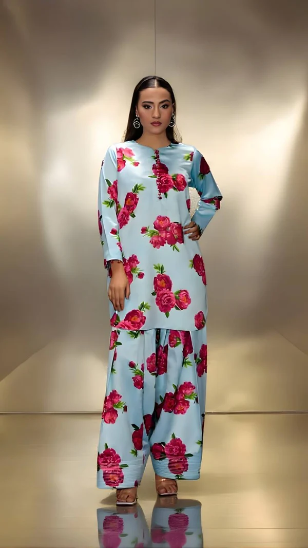 Royal Bloom – 3 Piece Printed Kurti Ensemble - Image 8
