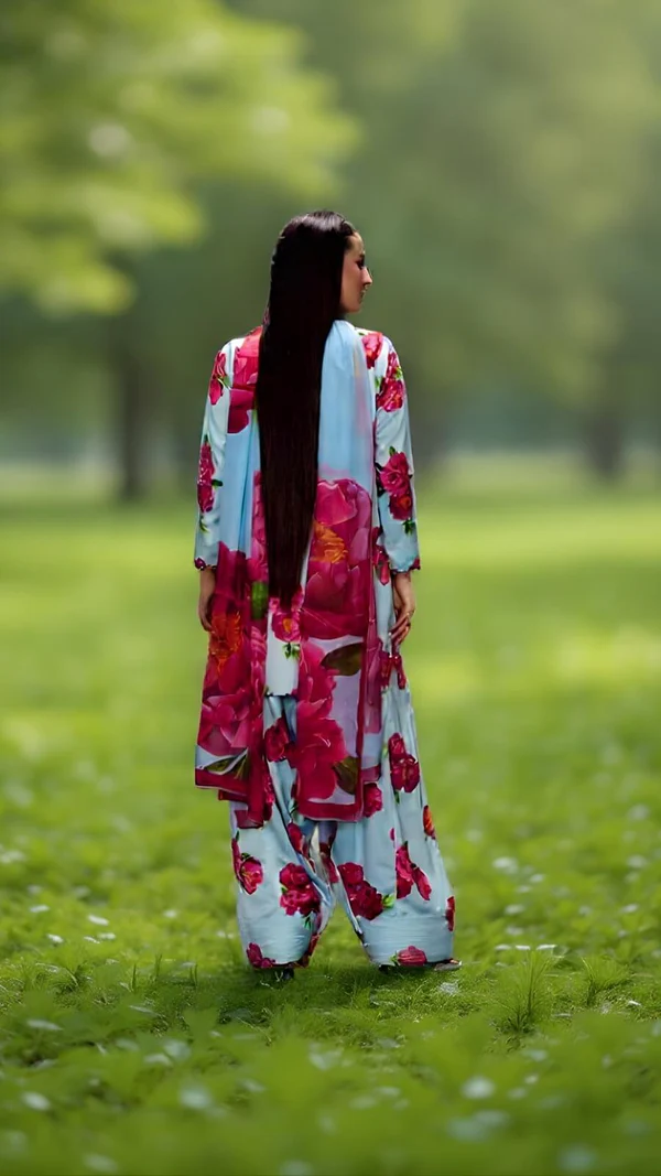 Royal Bloom – 3 Piece Printed Kurti Ensemble - Image 4