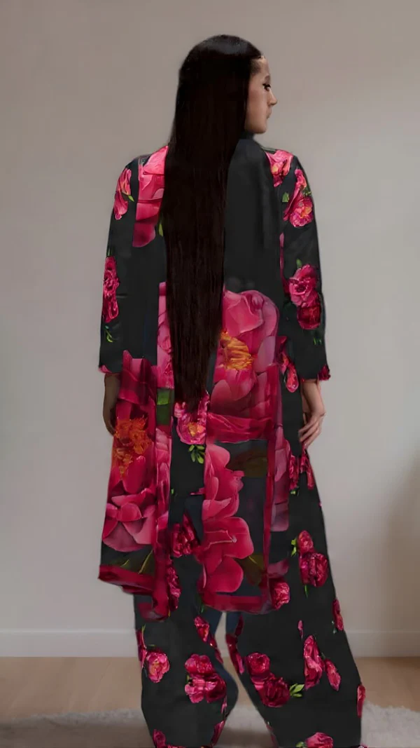 Royal Bloom – 3 Piece Printed Kurti Ensemble - Image 3