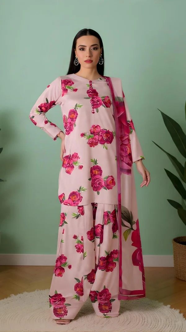 Royal Bloom – 3 Piece Printed Kurti Ensemble - Image 9