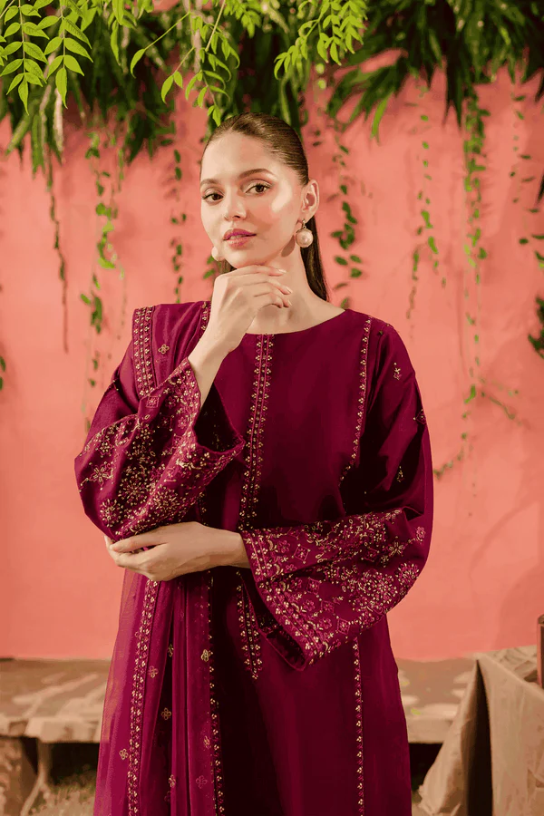 Sereia 3Pc Luxury Embroidered Lawn Ensemble - Image 3