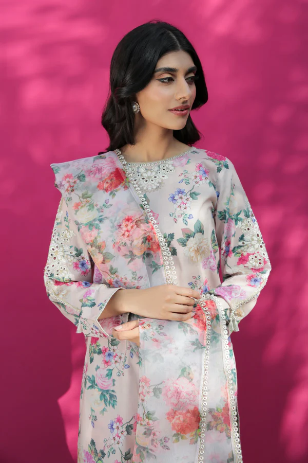 Sheeza 3Pc Luxury Printed & Embroidered Lawn Ensemble - Image 4