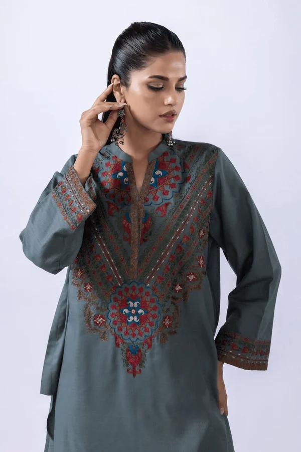 Teal Blue – 2 Piece Embroidered Lawn Suit - Image 7