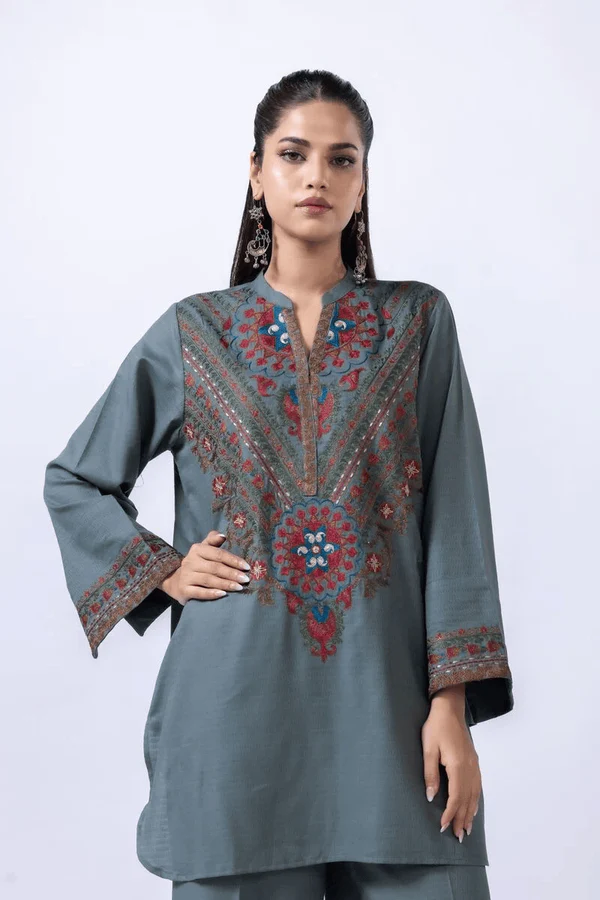 Teal Blue – 2 Piece Embroidered Lawn Suit - Image 5