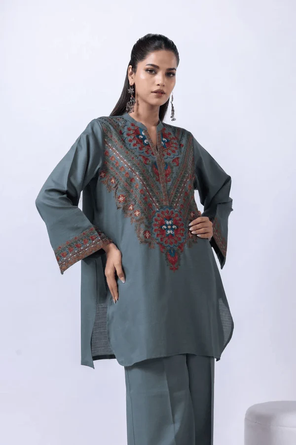 Teal Blue – 2 Piece Embroidered Lawn Suit